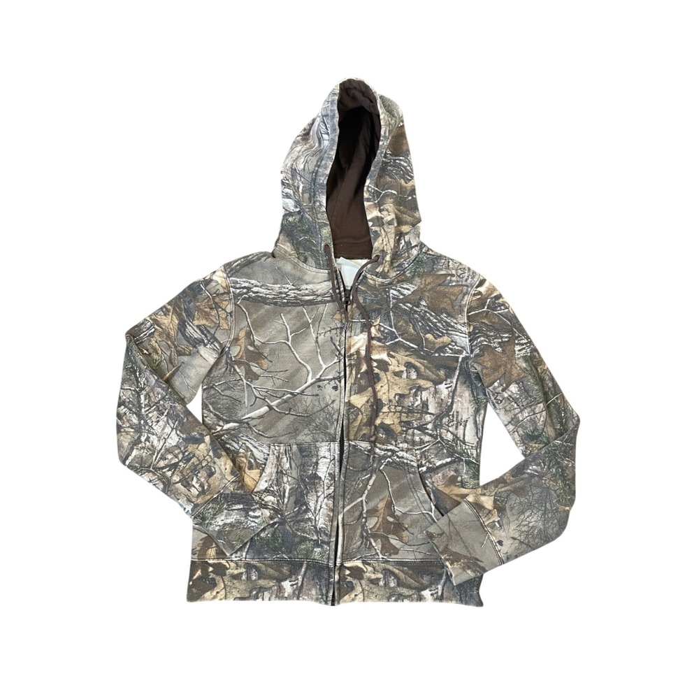 Rustic Ridge Realtree‎ Xtra Camo Full Zip Hoodie Mens Medium Brown Tree Pattern
